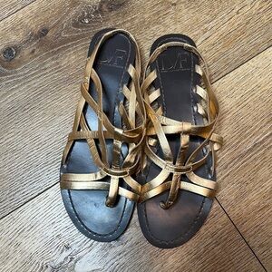 Diane Von Furstenberg Gold and Brown Gladiator Sandals